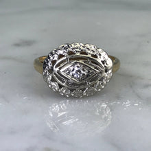 Load image into Gallery viewer, Art Deco Diamond Shield Ring. 14K Gold Filigree Setting. April Birthstone. 10 Year Anniversary. - Scotch Street Vintage