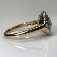 Load image into Gallery viewer, Art Deco Diamond Shield Ring. 14K Gold Filigree Setting. April Birthstone. 10 Year Anniversary. - Scotch Street Vintage