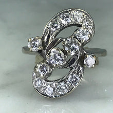 Load image into Gallery viewer, Art Deco Diamond Statement Ring. 14K White Gold. April Birthstone. 10 Year Anniversary. Appraised. - Scotch Street Vintage