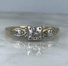 Load image into Gallery viewer, Art Deco Engagement Ring by Jabel. 14K Gold. April Birthstone. 10 Year Anniversary Gift. Antique. - Scotch Street Vintage