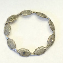 Load image into Gallery viewer, Art Deco Sapphire Diamond Bracelet in a 14k Gold Filigree Setting. Estate Jewelry. 1920s. - Scotch Street Vintage