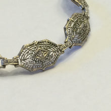 Load image into Gallery viewer, Art Deco Sapphire Diamond Bracelet in a 14k Gold Filigree Setting. Estate Jewelry. 1920s. - Scotch Street Vintage