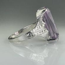 Load image into Gallery viewer, Art Nouveau Amethyst Ring. 14K White Gold. February Birthstone. 6th Anniversary Gift. 1900s - Scotch Street Vintage