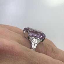 Load image into Gallery viewer, Art Nouveau Amethyst Ring. 14K White Gold. February Birthstone. 6th Anniversary Gift. 1900s - Scotch Street Vintage