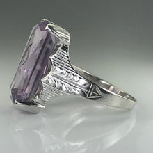Load image into Gallery viewer, Art Nouveau Amethyst Ring. 14K White Gold. February Birthstone. 6th Anniversary Gift. 1900s - Scotch Street Vintage