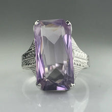 Load image into Gallery viewer, Art Nouveau Amethyst Ring. 14K White Gold. February Birthstone. 6th Anniversary Gift. 1900s - Scotch Street Vintage