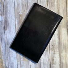 Load image into Gallery viewer, Black Leather Clutch by John Romain. Large Envelope Style Handbag. Circa 1970. Gift for Her. - Scotch Street Vintage