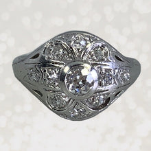 Load image into Gallery viewer, Copy of Diamond Cluster Ring. 14K White Gold. Unique Engagement Ring. April Birthstone. - Scotch Street Vintage