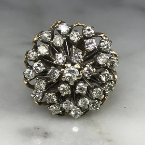 Copy of Vintage Diamond Cluster Ring in 14K Gold Starburst Setting. April Birthstone. 10 Anniversary Gift. - Scotch Street Vintage
