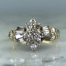Load image into Gallery viewer, Diamond Art Deco Cluster Ring. 10K Yellow Gold. April Birthstone. 10 Year Anniversary Gift. - Scotch Street Vintage