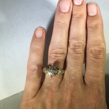 Load image into Gallery viewer, Diamond Art Deco Cluster Ring. 10K Yellow Gold. April Birthstone. 10 Year Anniversary Gift. - Scotch Street Vintage