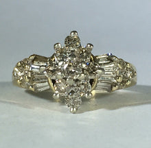 Load image into Gallery viewer, Diamond Art Deco Cluster Ring. 10K Yellow Gold. April Birthstone. 10 Year Anniversary Gift. - Scotch Street Vintage
