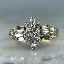 Load image into Gallery viewer, Diamond Art Deco Cluster Ring. 10K Yellow Gold. April Birthstone. 10 Year Anniversary Gift. - Scotch Street Vintage