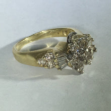 Load image into Gallery viewer, Diamond Art Deco Cluster Ring. 10K Yellow Gold. April Birthstone. 10 Year Anniversary Gift. - Scotch Street Vintage