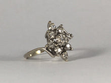 Load image into Gallery viewer, Diamond Cluster Ring . 14K White Gold. Unique Engagement. April Birthstone. 10 Year Anniversary. - Scotch Street Vintage