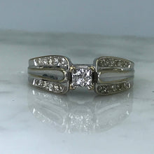 Load image into Gallery viewer, Diamond Engagement Ring. 10K White Gold Setting. April Birthstone. 10 Year Anniversary Stone. - Scotch Street Vintage