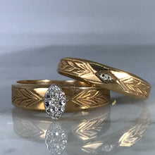 Load image into Gallery viewer, Diamond Engagement Ring and Wedding Band. Bridal Set. 10K Yellow Gold. April Birthstone. - Scotch Street Vintage