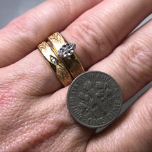 Load image into Gallery viewer, Diamond Engagement Ring and Wedding Band. Bridal Set. 10K Yellow Gold. April Birthstone. - Scotch Street Vintage