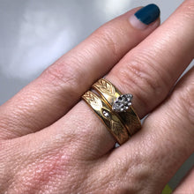 Load image into Gallery viewer, Diamond Engagement Ring and Wedding Band. Bridal Set. 10K Yellow Gold. April Birthstone. - Scotch Street Vintage