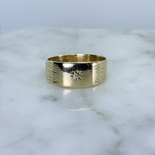 Load image into Gallery viewer, Diamond Gold Wedding Band or Thumb Ring in 9k Yellow Gold. Estate Jewelry. Circa 1969. Size 5. - Scotch Street Vintage