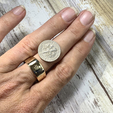 Load image into Gallery viewer, Diamond Gold Wedding Band or Thumb Ring in 9k Yellow Gold. Estate Jewelry. Circa 1969. Size 5. - Scotch Street Vintage