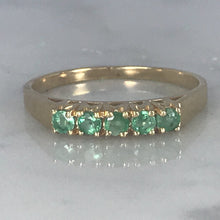Load image into Gallery viewer, Emerald Wedding Band or Stacking Ring in 14K Yellow Gold. Estate Jewelry. May Birthstone. - Scotch Street Vintage