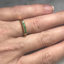 Load image into Gallery viewer, Emerald Wedding Band or Stacking Ring in 14K Yellow Gold. Estate Jewelry. May Birthstone. - Scotch Street Vintage