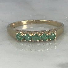 Load image into Gallery viewer, Emerald Wedding Band or Stacking Ring in 14K Yellow Gold. Estate Jewelry. May Birthstone. - Scotch Street Vintage