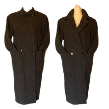 Load image into Gallery viewer, Gray Cashmere Wool Trench Overcoat. Soft and Warm Coat. Oversized 1980s Style. - Scotch Street Vintage