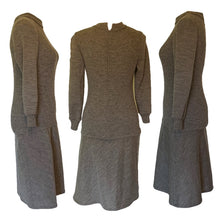 Load image into Gallery viewer, Gray Knit Drop Waist Dress Perfect for Fall. Easy to Dress Up or Down. 1970s Bill Blass - Scotch Street Vintage