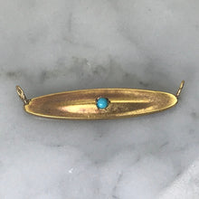 Load image into Gallery viewer, Antique Turquoise Bar Pendant. 14K Yellow Gold. December Birthstone. Upcycled Jewelry. Circa 1800s.