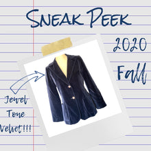 Load image into Gallery viewer, 1970s Blue Velvet Blazer by Koret. Perfect Statement Piece for Fall. Sustainable Fashion.