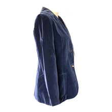 Load image into Gallery viewer, 1970s Blue Velvet Blazer by Koret. Perfect Statement Piece for Fall. Sustainable Fashion.