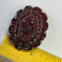 Load image into Gallery viewer, Antique Garnet Brooch or Pendant in 9K Rose Gold. Perfect Wedding Day Jewelry. January Birthstone.