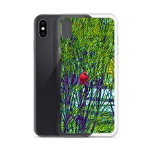 Load image into Gallery viewer, iPhone Case with Spring Trees and Cardinal Design. Phone Protector with Bright Red Bird. - Scotch Street Vintage