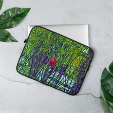 Load image into Gallery viewer, Laptop Sleeve with Spring Trees and Cardinal Artwork. Computer Travel Case with Bright Red Bird. - Scotch Street Vintage
