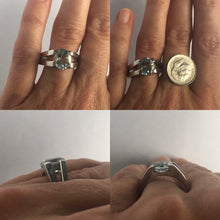 Load image into Gallery viewer, Modernist Aquamarine Engagement Ring. 10k White Gold. March Birthstone. 19th Anniversary. - Scotch Street Vintage