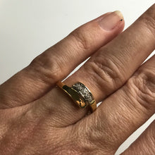 Load image into Gallery viewer, Modernist Diamond Wedding Band. 18K Yellow Gold. April Birthstone. 10 Year Anniversary. - Scotch Street Vintage