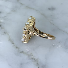 Load image into Gallery viewer, Pearl Cluster Ring in 14K Yellow Gold. Estate Jewelry. June Birthstone. Unique Engagement Ring. - Scotch Street Vintage