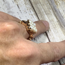 Load image into Gallery viewer, Pearl Cluster Ring in 14K Yellow Gold. Estate Jewelry. June Birthstone. Unique Engagement Ring. - Scotch Street Vintage