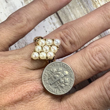 Load image into Gallery viewer, Pearl Cluster Ring in 14K Yellow Gold. Estate Jewelry. June Birthstone. Unique Engagement Ring. - Scotch Street Vintage