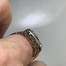 Load image into Gallery viewer, RESERVED LISTING for CA121320 Antique Emerald and Diamond Ring. 18K White Gold. May Birthstone. 20th Anniversary Gift. - Scotch Street Vintage