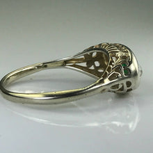 Load image into Gallery viewer, RESERVED LISTING for CA121320 Antique Emerald and Diamond Ring. 18K White Gold. May Birthstone. 20th Anniversary Gift. - Scotch Street Vintage