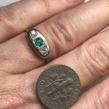 Load image into Gallery viewer, RESERVED LISTING for CA121320 Antique Emerald and Diamond Ring. 18K White Gold. May Birthstone. 20th Anniversary Gift. - Scotch Street Vintage