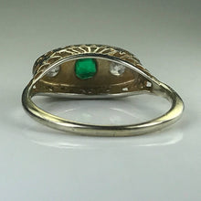 Load image into Gallery viewer, RESERVED LISTING for CA121320 Antique Emerald and Diamond Ring. 18K White Gold. May Birthstone. 20th Anniversary Gift. - Scotch Street Vintage