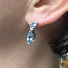 Load image into Gallery viewer, RESERVED LISTING for GM1321 1970s Aquamarine Drop Earrings set in 14K White Gold. Perfect Something Blue Wedding Jewelry. - Scotch Street Vintage