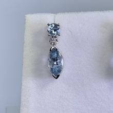 Load image into Gallery viewer, RESERVED LISTING for GM1321 1970s Aquamarine Drop Earrings set in 14K White Gold. Perfect Something Blue Wedding Jewelry. - Scotch Street Vintage