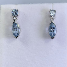 Load image into Gallery viewer, RESERVED LISTING for GM1321 1970s Aquamarine Drop Earrings set in 14K White Gold. Perfect Something Blue Wedding Jewelry. - Scotch Street Vintage