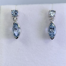 Load image into Gallery viewer, RESERVED LISTING for GM1321 1970s Aquamarine Drop Earrings set in 14K White Gold. Perfect Something Blue Wedding Jewelry. - Scotch Street Vintage