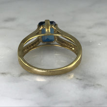 Load image into Gallery viewer, RESERVED LISTING Vintage London Blue Topaz and Diamond Engagement Ring. 9K Yellow Gold Setting. 4th Anniversary. - Scotch Street Vintage